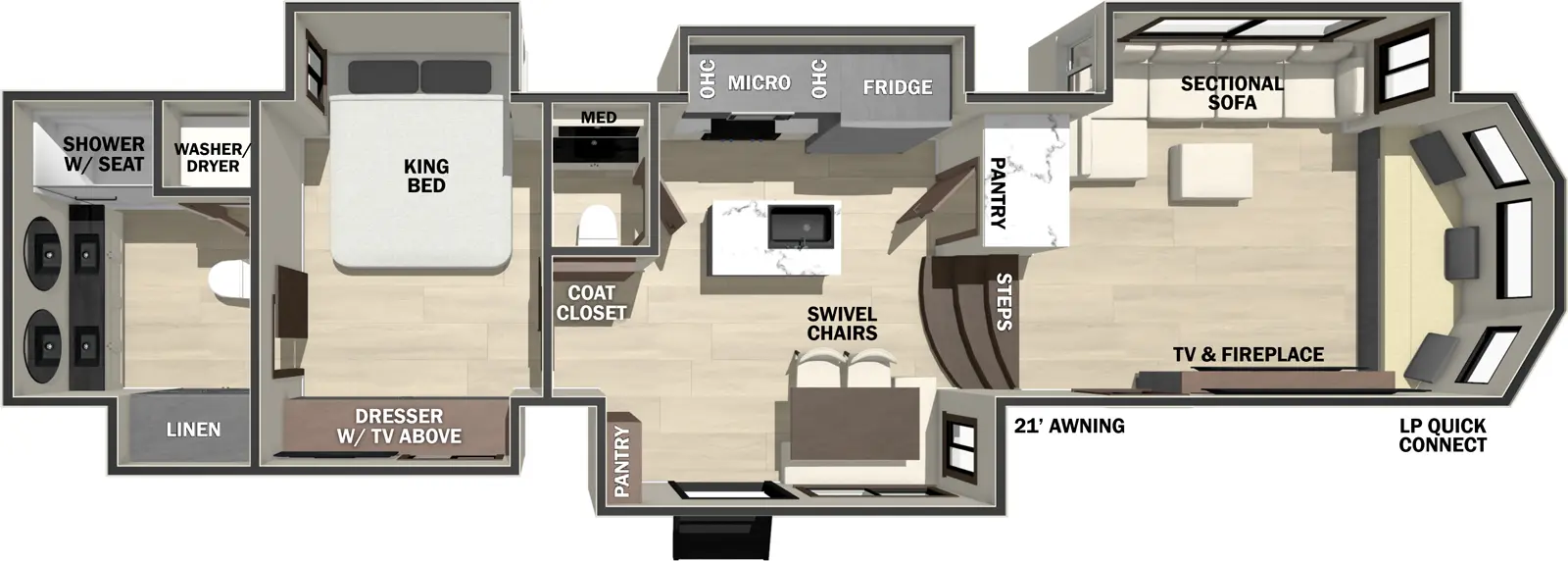 Cedar Creek Cottage Fifth Wheels 413FWC Floorplan